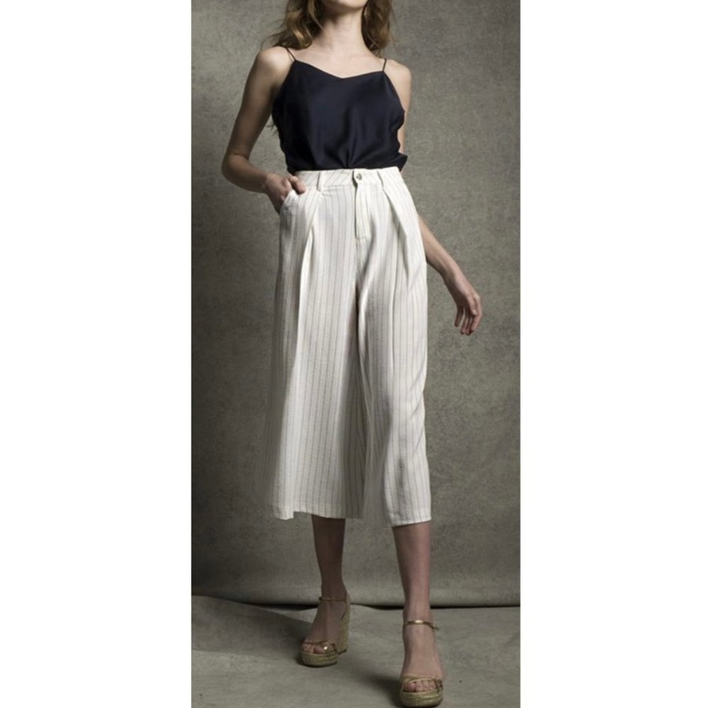 ASOS Beige Striped Wide Leg Pant